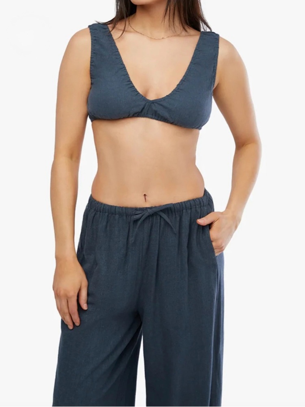 WEWOREWHAT Bralette Top in Deep Storm Size Medium